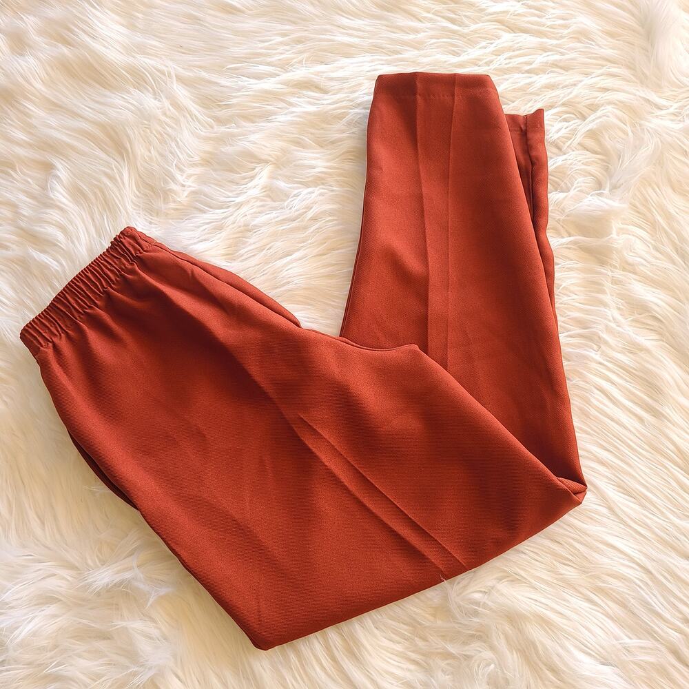 Vintage Bon Worth Taper Leg Trouser Rust Orange Pull On Front Seam Boho Western